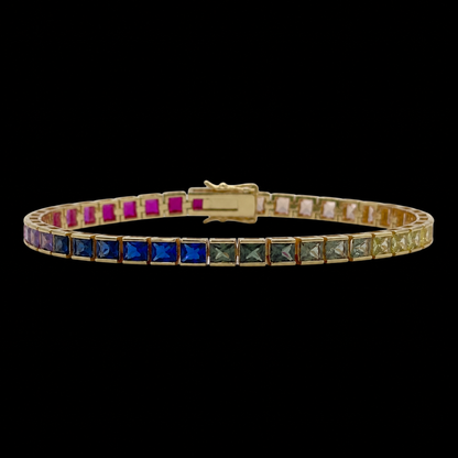 Brățară Tennis Deluxe Multicolor Placată cu Aur 18K