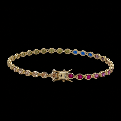 Brățară Tennis Circle Multicolor Placată cu Aur 18K