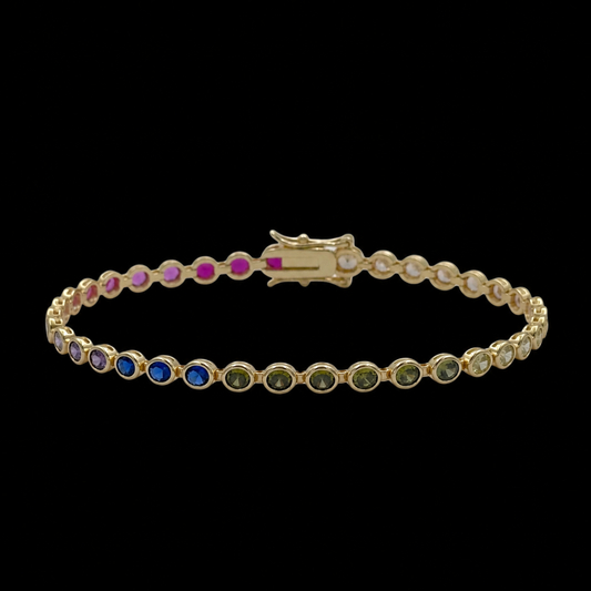 Brățară Tennis Circle Multicolor Placată cu Aur 18K