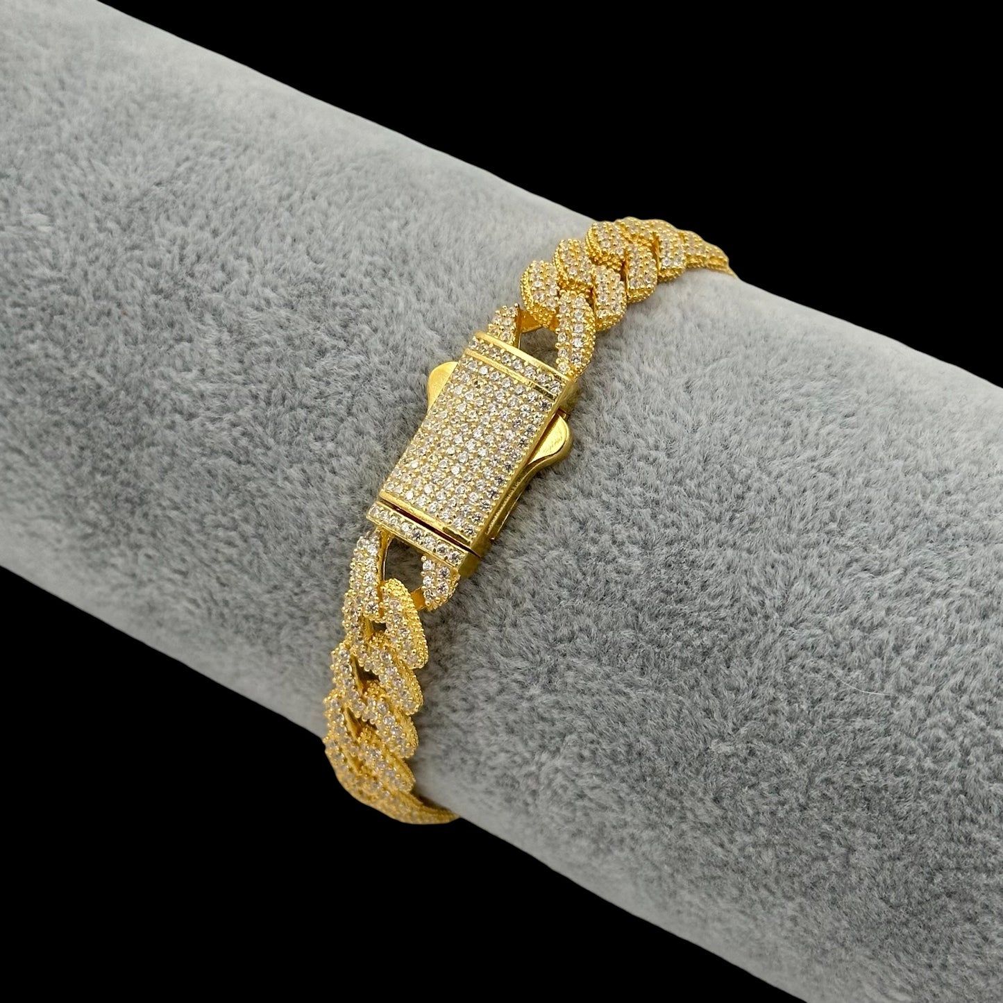 Bratara Cuban 10mm Argint Placata cu Aur 14K